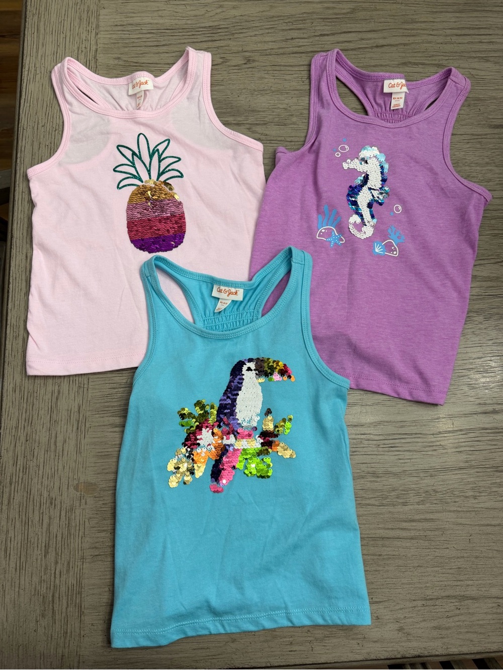 NEW Cat & Jack Girls' Sequin Tank Tops - Pink, Purple, Teal